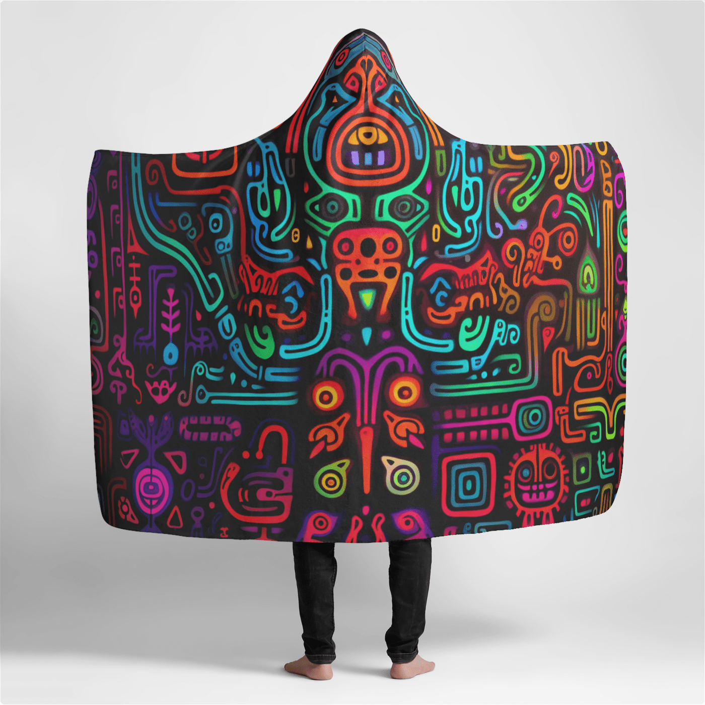 FESTIE VIBES Large Plush Hooded Blanket 60x80 Electro Threads 
