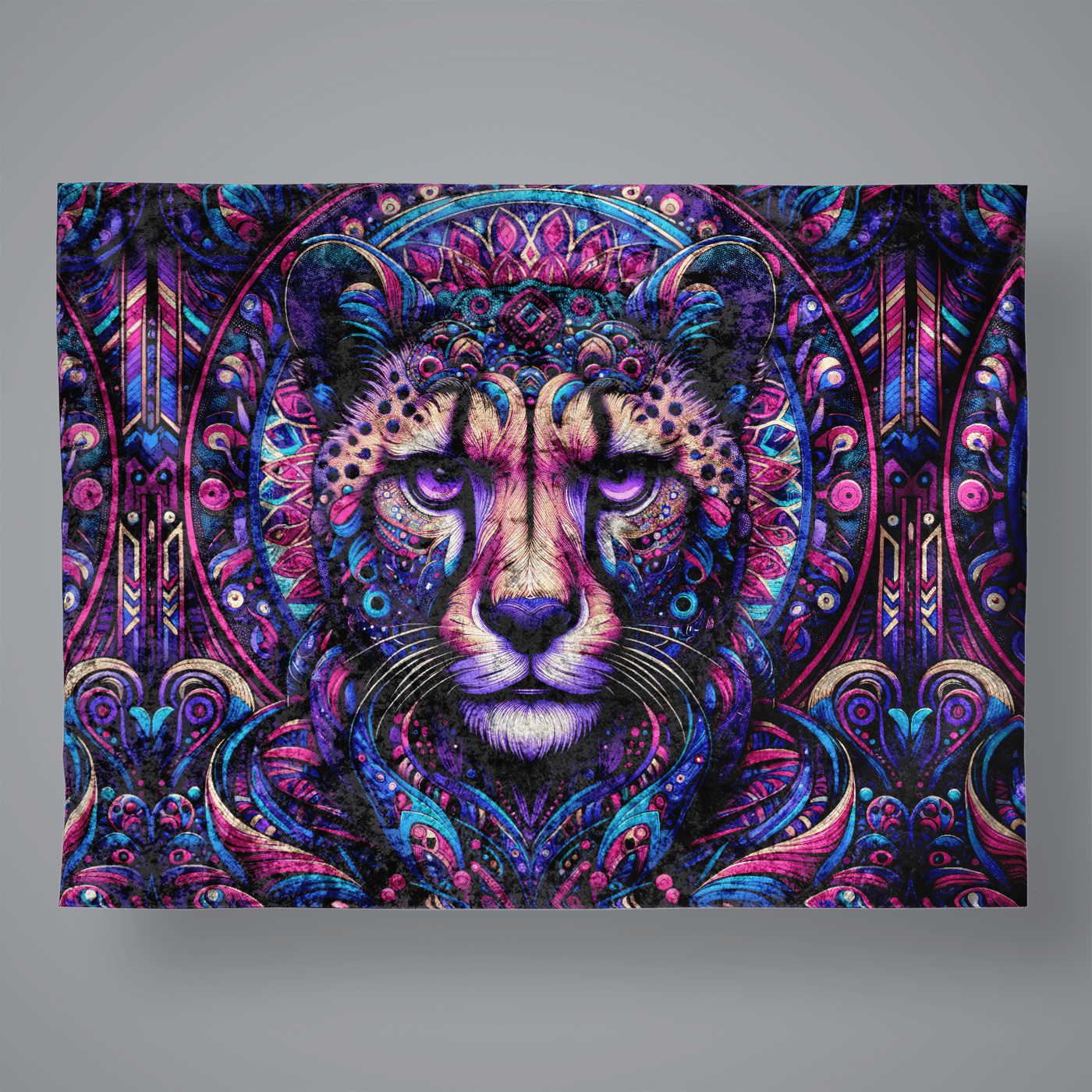 Spirit Cheetah Large Velvet Wall Tapestry 60x80 Electro Threads 