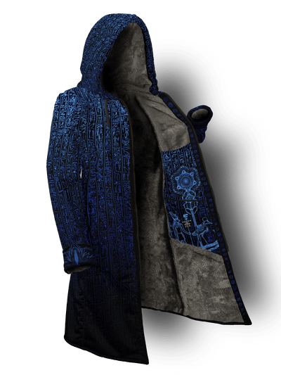 Egyptian Glyphs (Blue) Cyber Cloak Cyber Cloak Electro Threads Long Sleeve-No Bag XX-Small Cosmic Fur (Grey)