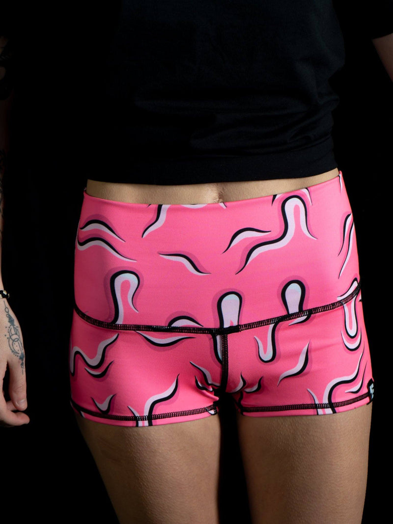 Neon Drippy (Pink) Yoga Shorts Yoga Shorts Mother Grime 