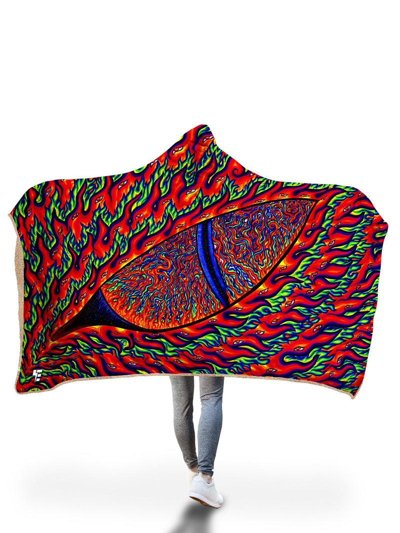 Neon Eye Of The Phoenix Hooded Blanket Hooded Blanket Electro Threads 