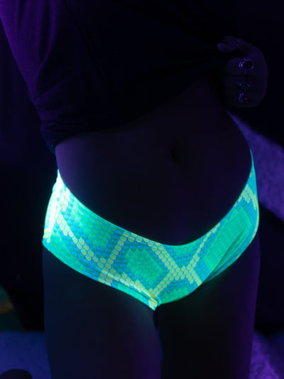Neon Snake Skin (Green) Booty Shorts Booty Shorts Electro Threads