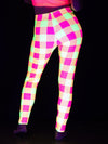 Neon Yellow & Pink Plaid Tights Tights T6