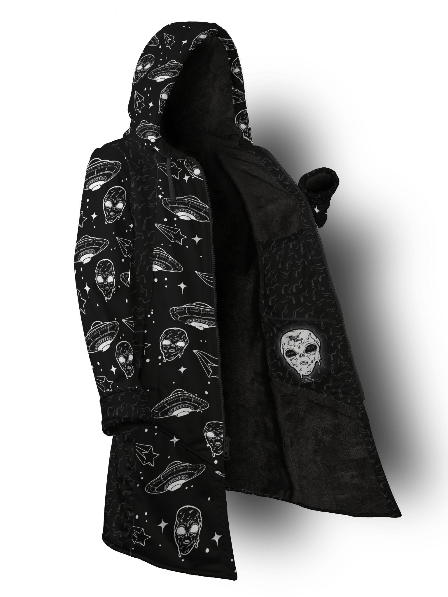 Space Drip (Blackout) Cyber Cloak Cyber Cloak Electro Threads Long Sleeve-No Bag XX-Small Black Sherpa