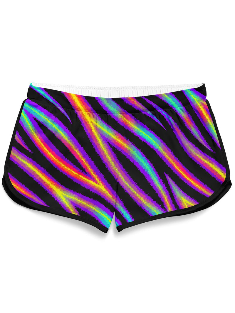 Tiger Stripes (Colorful) Retro Shorts Women's Shorts Electro Threads 
