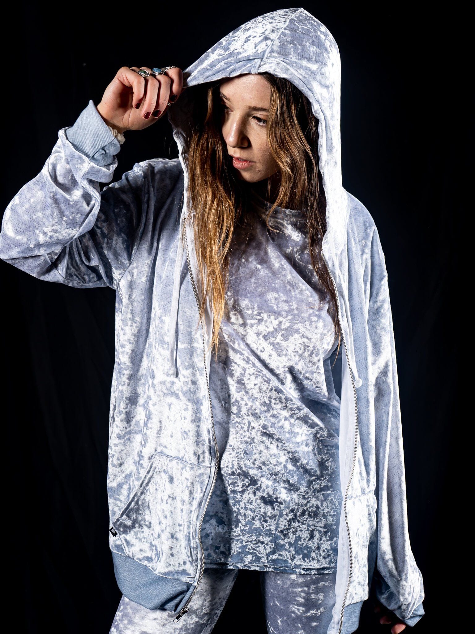 Crushed Velvet Zip Hoodies