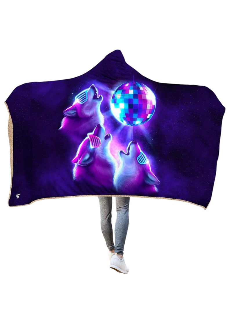 3 Wolf Disco Hooded Blanket Hooded Blanket Electro Threads 