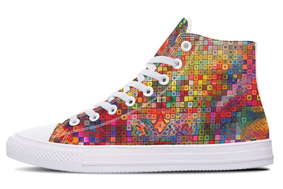 Blottered Grid High Top Shoes