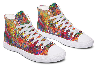 Blottered Grid High Top Shoes