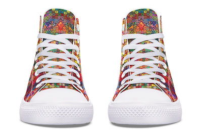 Blottered Grid High Top Shoes