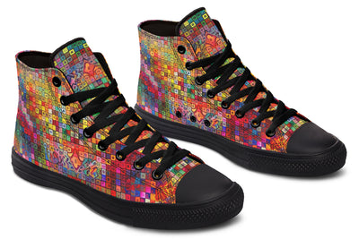 Blottered Grid High Top Shoes