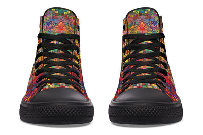 Blottered Grid High Top Shoes