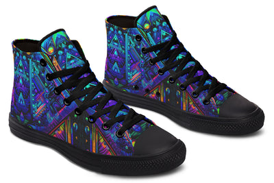 Cyber Cyan High Top Shoes