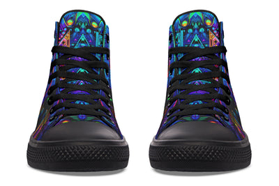 Cyber Cyan High Top Shoes