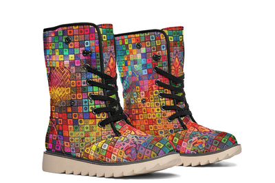 Blottered Grid Moon Boots