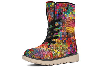 Blottered Grid Moon Boots