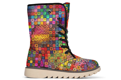 Blottered Grid Moon Boots