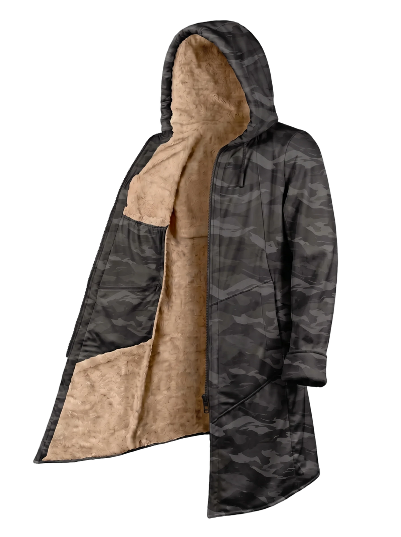 Black Camo Cyber Cloak Hooded pullover Electro Threads Long Sleeve XXS Black Sherpa