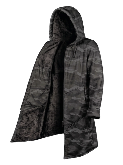 Black Camo Cyber Cloak Hooded pullover Electro Threads Long Sleeve XXS Black Sherpa