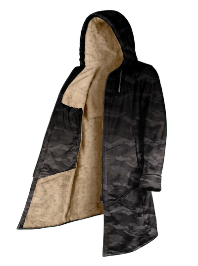 Black Camo Ombré Cyber Cloak Hooded pullover Electro Threads Long Sleeve XXS Tan Sherpa