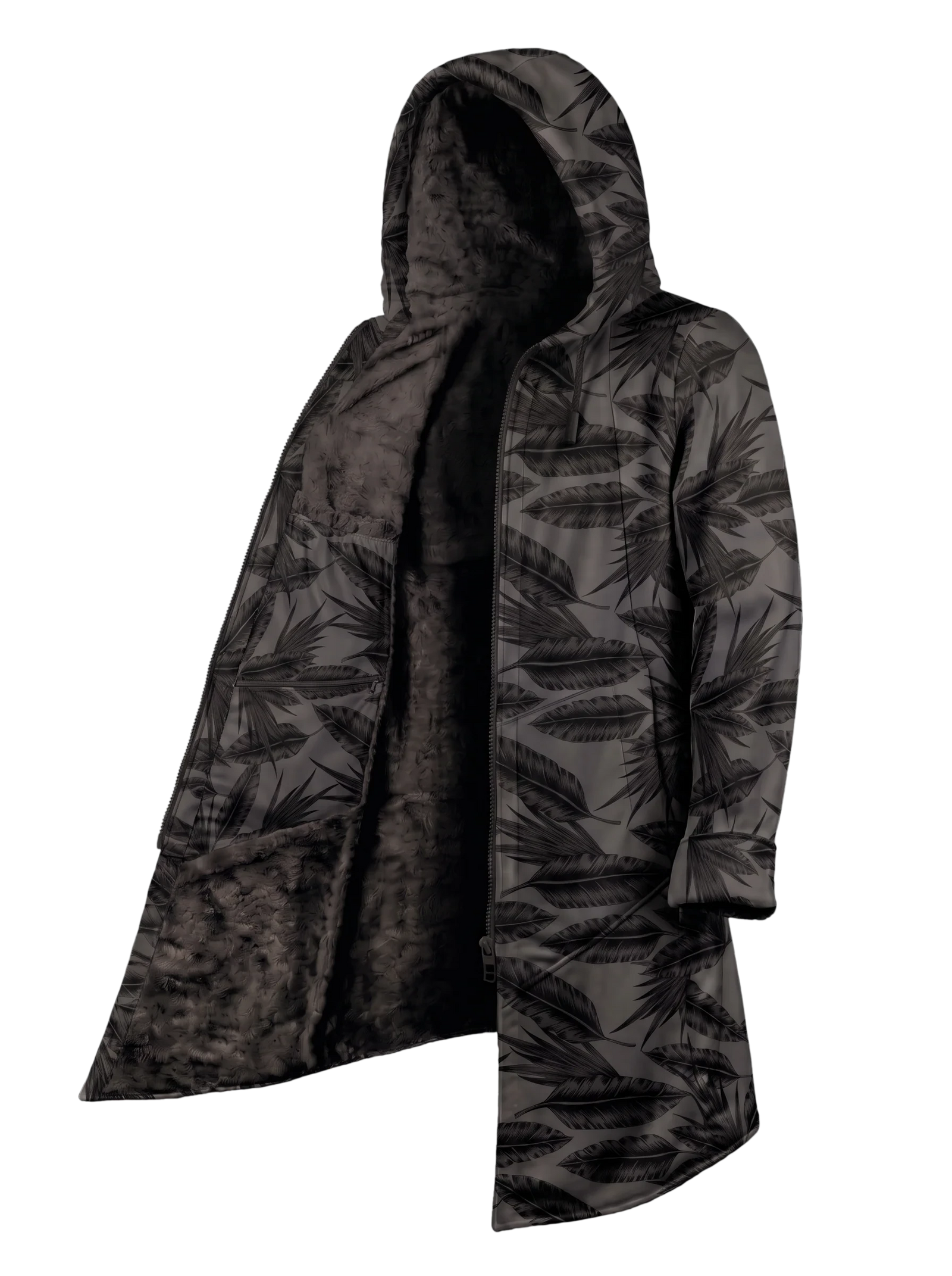 Black Palm Cyber Cloak Hooded pullover Electro Threads Long Sleeve XXS Black Sherpa