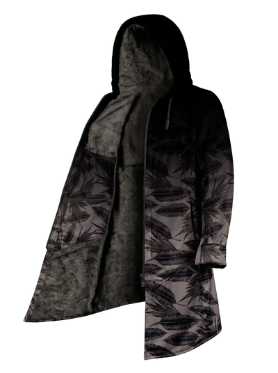 Black Palm Ombré Cyber Cloak Hooded pullover Electro Threads Long Sleeve XXS Black Sherpa