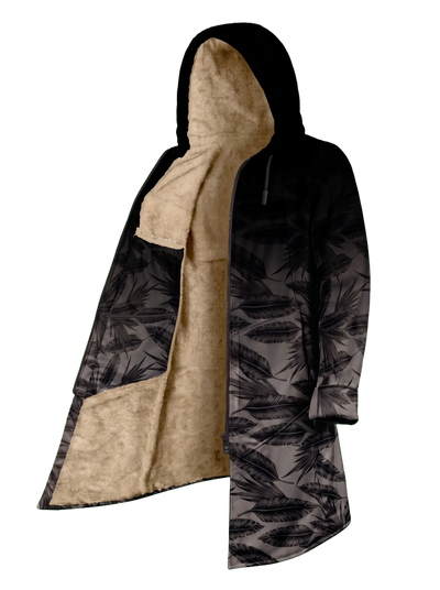 Black Palm Ombré Cyber Cloak Hooded pullover Electro Threads Long Sleeve XXS Tan Sherpa