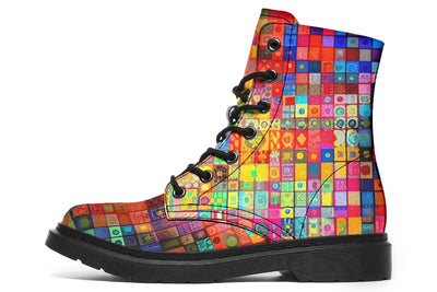 Blotter Fuzz Combat Boots Boots Electro Threads Women's Boots Black Sole US 4.5 / EU35