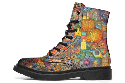 Blotter Patch Art Combat Boots Boots Electro Threads Women's Boots Black Sole US 4.5 / EU35