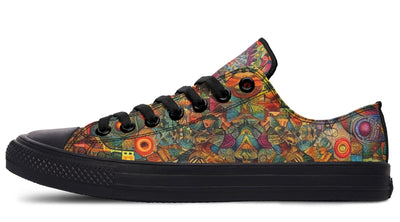 Blotter Patch Art Low Top Shoes Lowtops Electro Threads Women's Lowtops Black Sole US 5 / EU35.5