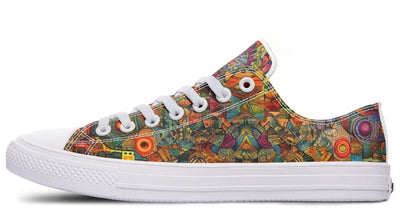 Blotter Patch Art Low Top Shoes Lowtops Electro Threads Women's Lowtops White Sole US 5 / EU35.5