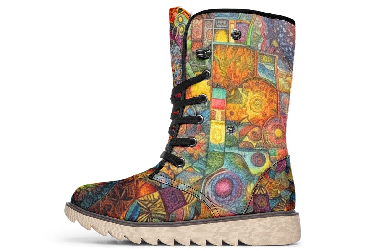 Blotter Patch Art Moon Boots Polarboots Electro Threads Women's Moon Boots Cream White Sole US 4.5 / EU35