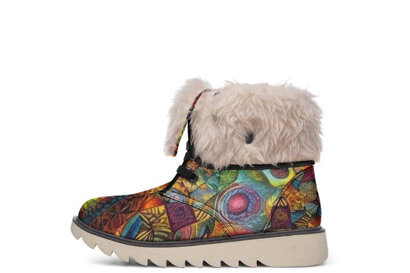 Blotter Patch Art Moon Boots Polarboots Electro Threads Women's Moon Boots Cream White Sole US 4.5 / EU35