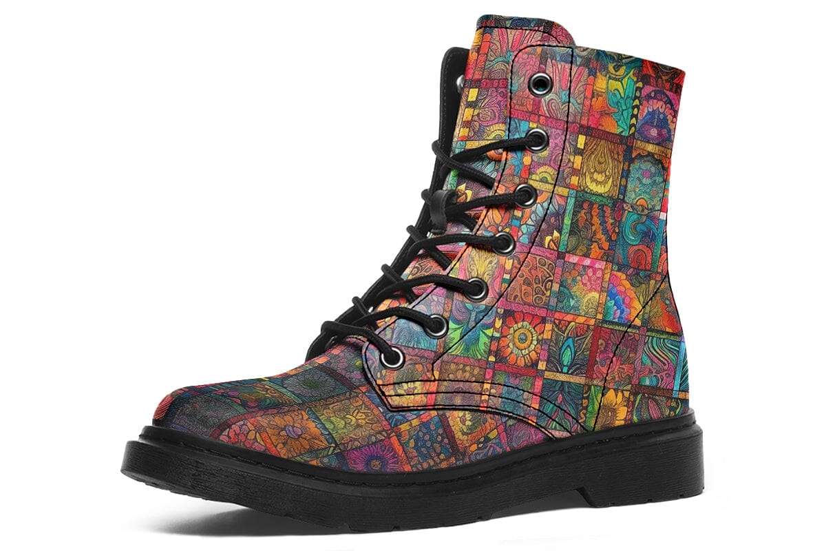 Blotter Quilt Combat Boots Boots Electro Threads 