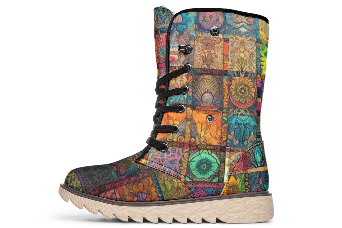 Blotter Quilt Moon Boots Polarboots Electro Threads Women's Moon Boots Cream White Sole US 4.5 / EU35