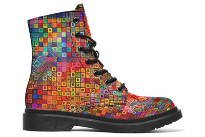 Blottered Grid Combat Boots Boots Electro Threads