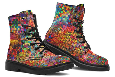 Blottered Grid Combat Boots Boots Electro Threads