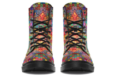 Blottered Grid Combat Boots Boots Electro Threads