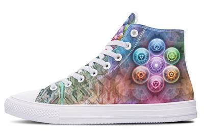 Chakra Balls High Top Shoes Hightops YWF Women's Hightops White Sole US 5 / EU35.5