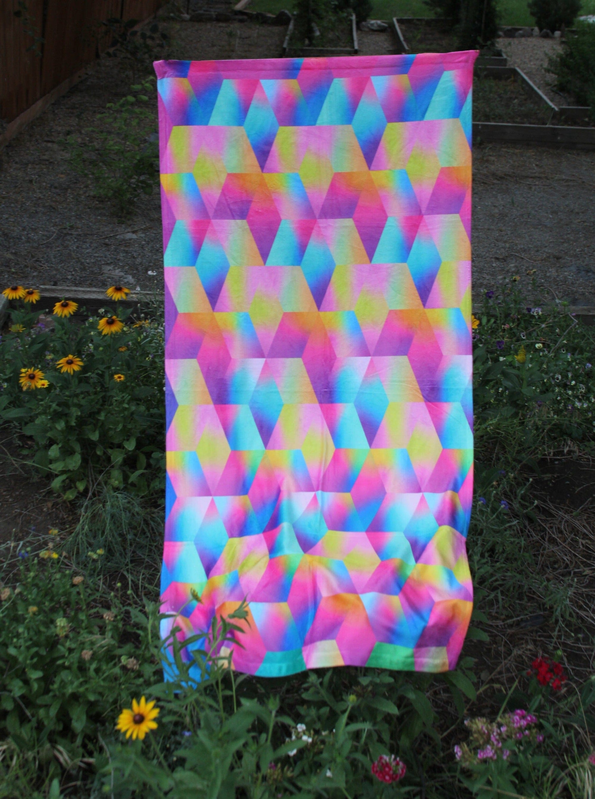 Cubic Vision Beach Throw Towel Electro Threads 