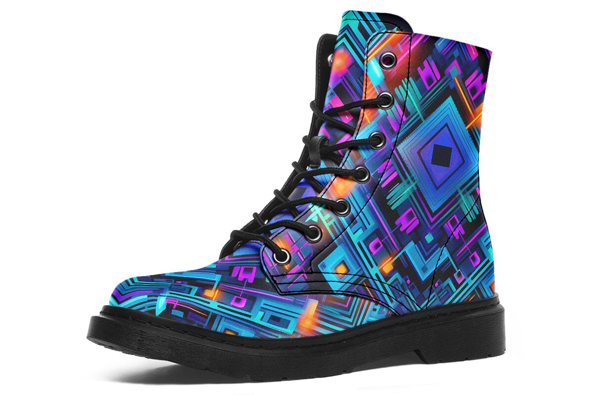 Cyan Convergence Combat Boots Boots Electro Threads 