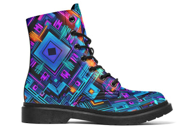 Cyan Convergence Combat Boots Boots Electro Threads