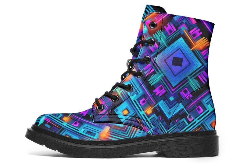 Cyan Convergence Combat Boots Boots Electro Threads 