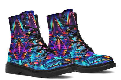 Cyan Lines Combat Boots Boots Electro Threads