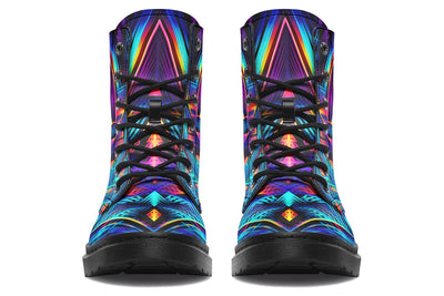 Cyan Lines Combat Boots Boots Electro Threads