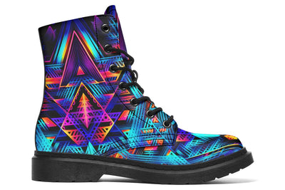 Cyan Lines Combat Boots Boots Electro Threads