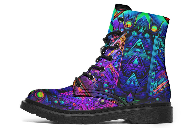 Cyber Cyan Combat Boots Boots Electro Threads 