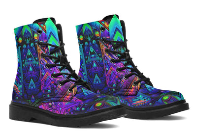 Cyber Cyan Combat Boots Boots Electro Threads