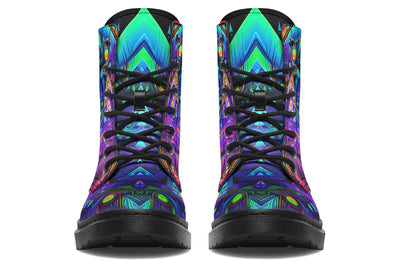 Cyber Cyan Combat Boots Boots Electro Threads