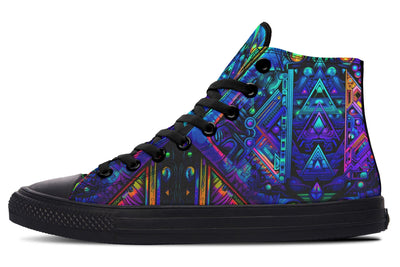 Cyber Cyan High Top Shoes Hightops Electro Threads Women's Hightops Black Sole US 5 / EU35.5